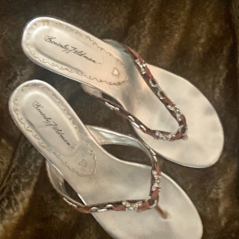 Beverly Feldman Rhinestone Mid heel sandal, size 8.5